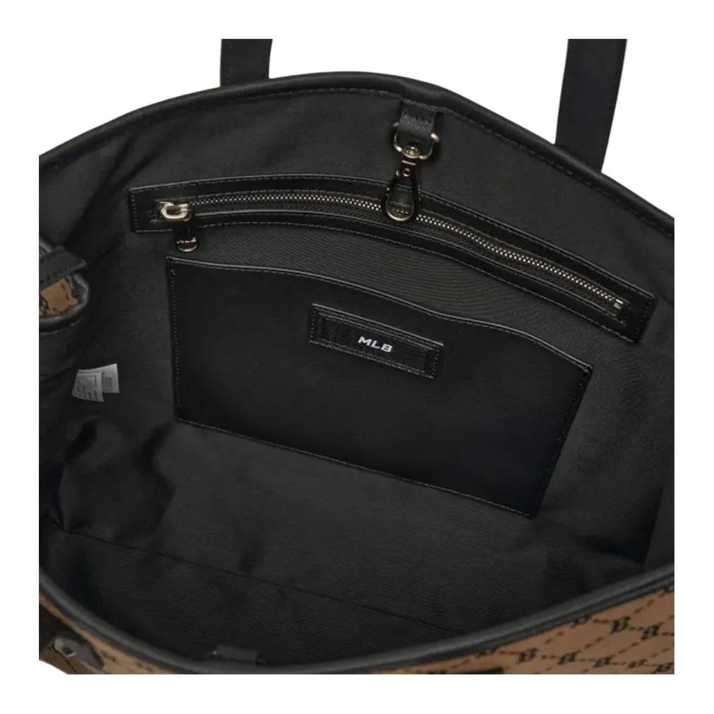 MLB Monogram Polyester Combo Bag , Tote Bag , Shopping Bag , Shoulder Bag , Handbag Unisex Dark Brown Mocha (Unisex) Shoulder Bags