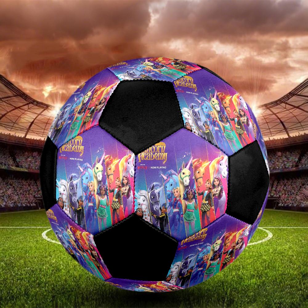 Unicorn Academy Indoor Soccer Ball Colorful Machine Stitched PVC Size 5 Team Training Competition Ready Durable High-Bounce Cool Sports Gift