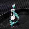 Fashionable Rhinestones Mermaids Lapel Pin with Dripping Oil Designs Contrast Accessory for Party Supplies Costumes