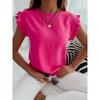 JPNTKY Women's Fashion Casual Summer Solid Color Print Short Sleeve O-Neck Blouses & Shirts