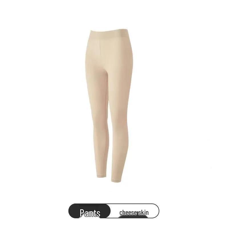 

Женский термокомплект с гиалуроновой кислотой для улучшения кожи: Топ с длинным рукавом и длинные брюки, круглый вырез, высокая эластичность, теплая осенняя одежда. L [80-120 jin]