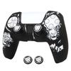 RALAN PS5 Controller DualSense Compatible with Silicone Joystick Perfect Ergonomic Design and White Caps, Anti-Slip, Black, Fit, (Black Tiger)