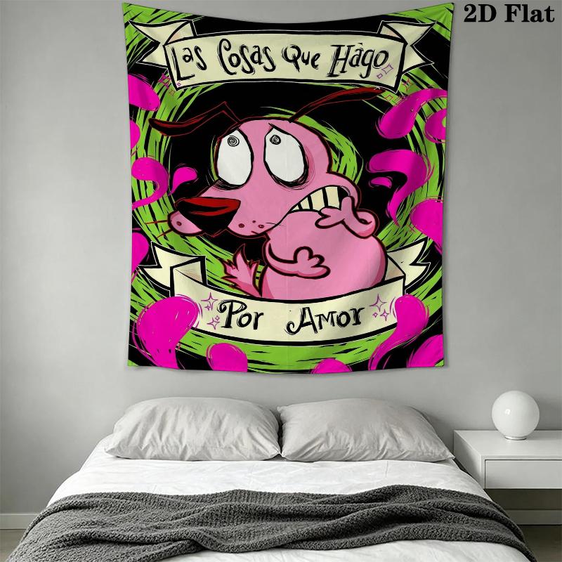 Courage the Cowardly Dog Wall Tapestry Aesthetic Wall Hanging Printed Fabric Blanket Decorative Tapestries for Bedroom Living Room Home Decor