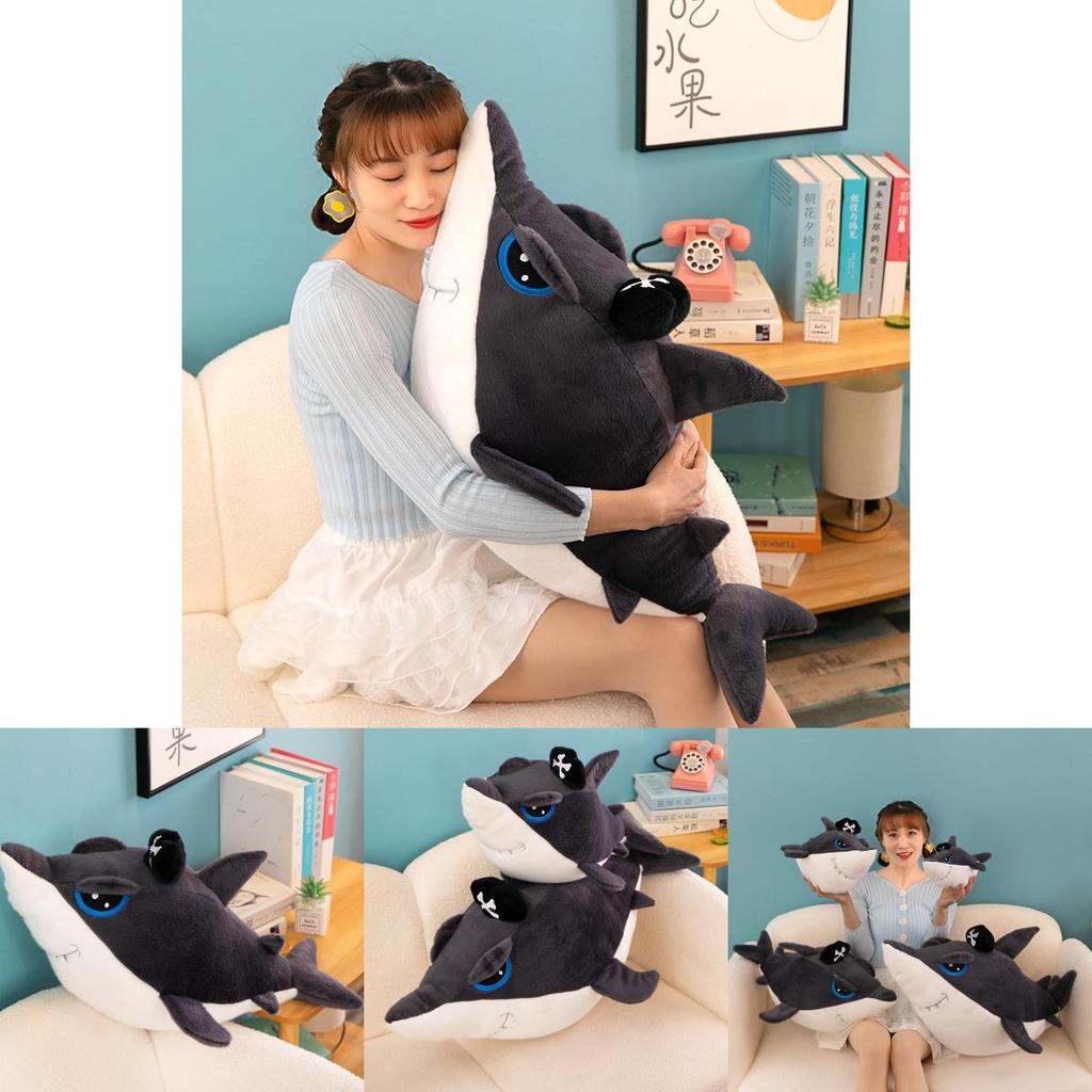 Adorable Pirate Shark Plush Toy Pillow Soft Stuffed Animal For Birthday Gifts