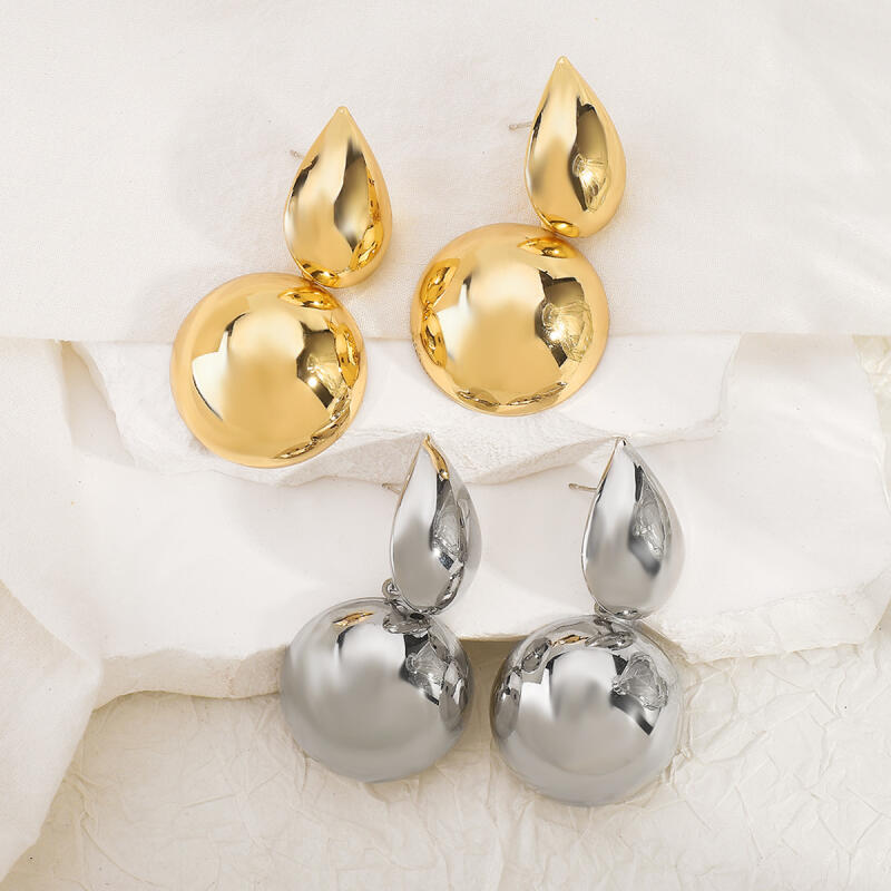 2026 New Vintage Glossy Waterdrop Shaped Stud Earrings for Women Ladies Simplicity Oval Metal Earrings Party Jewelry Accessories