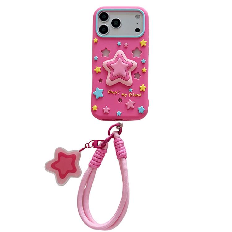 Hollow Pressable Star Silicone Phone Case with Lanyard, Stress Relief Soft Protective Cover