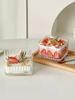 Retro Checkered Ice Cream Bowl Square-shaped Glass Bowl Desserts Fruits Cereal Breakfast Small Salad Bowl Home Kitchen Tableware