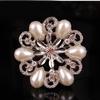 Crystal Pearl 3D Flower Brooch Dual-purpose Ring Design Corsage Pin Long-lasting Color Exquisite Hypoallergenic BFF Gift
