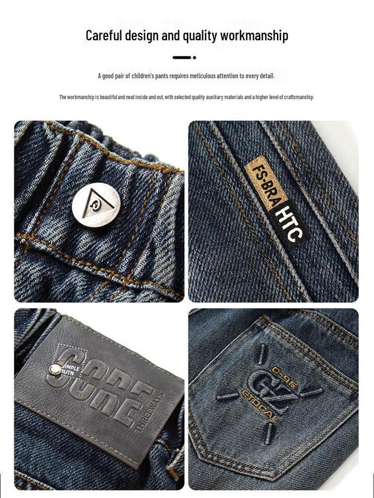 Jeans droits amples pour garçons - Collection Printemps/Automne 2026: Pantalons décontractés pour enfants - Tailles M et L