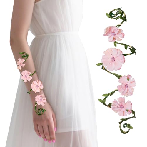 1Pcs Fairy Costume Accessories for Women, Flower Vine Wrap Upper Arm Cuff, Floral Headband, Elf Renaissance Forest Cosplay Decor