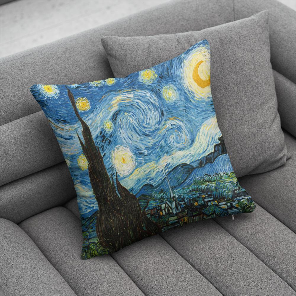 Van Gogh Oil Painting Decorative Pillowcase Starry Sky Self-portrait Sunflower Sofa Bedroom Home Decoration Cushion Cover