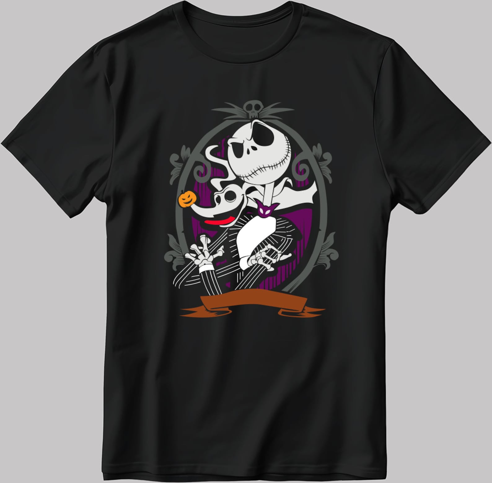 Jack Skellington Poster Halloween Short Sleeve White-Black Men s / Women s T-Shirt U361 S