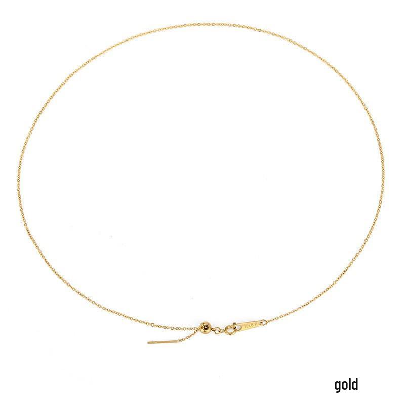 Adjustable Gold Stainless Steel Clavicle Necklace - Versatile European & American Style for Women