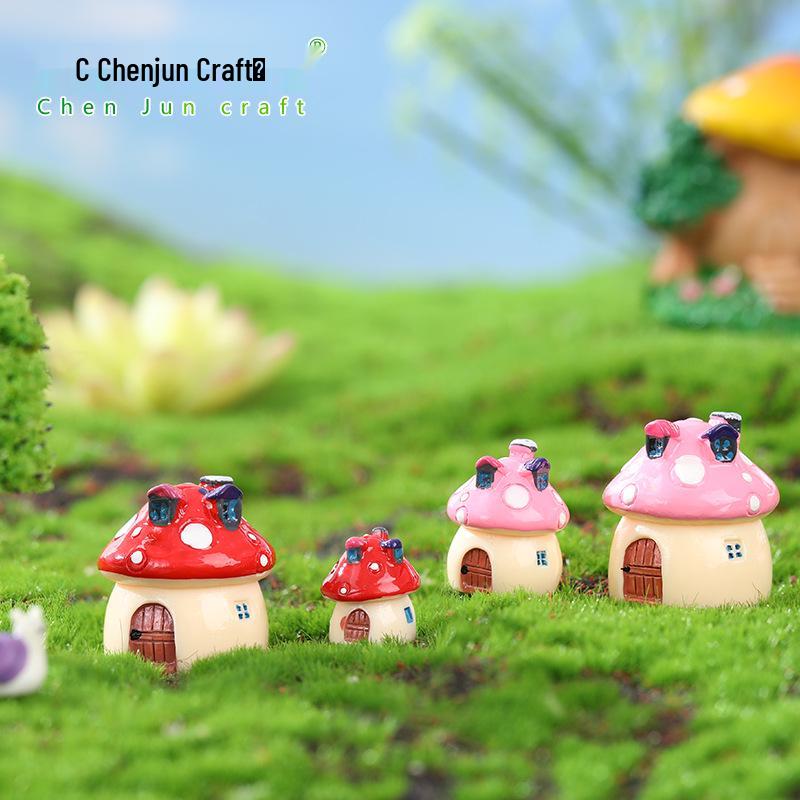 Mediterranean Style Micro Landscape Resin Mushroom House Castle DIY Crafts