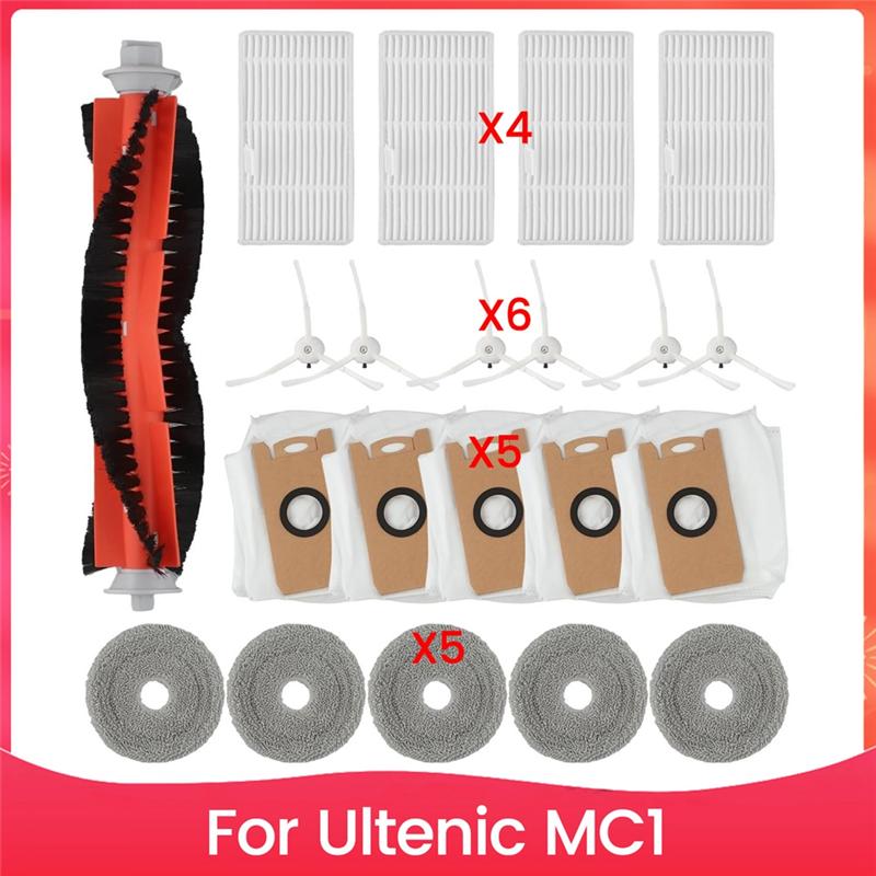 A65T-For Ultenic MC1 Vacuum Cleaner Parts Main Side Brush Hepa Filter Roller Mop Pads Dust Bags Accessories Kit