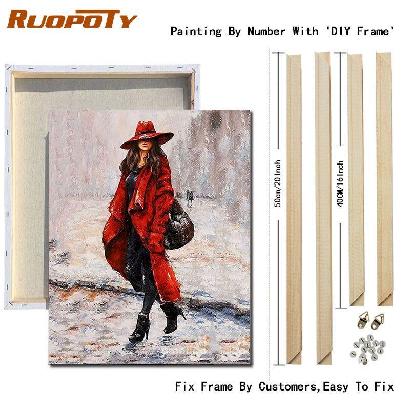 

Ruopoty DIY рамка женская картина краска по номерам рисунок картина по номерам ручная роспись акриловая краска на холсте настенное искусство