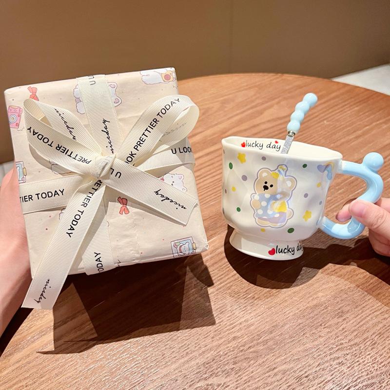 Ins Cute Cartoon Goblet Pacha Dog Mug Water Cup Couple Ceramic Cup Birthday Gift Girls Practical