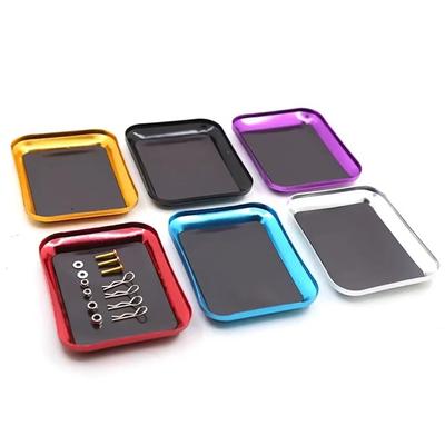 2 Stück Mit Magnetischer Unterlage Magnetisches Schraubenablageblech Mehrzweck Praktische Mini-Schraubenmatte Tablett Kleine Aluminiumlegierung