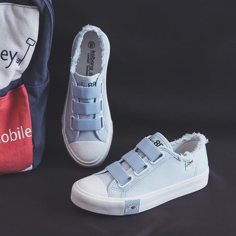 

Весна и осень, новые универсальные повседневные студенческие скейтбордные туфли, дышащие, ленивые, плоские, с эластичной резинкой, парусиновые туфли для женщин 40 синий