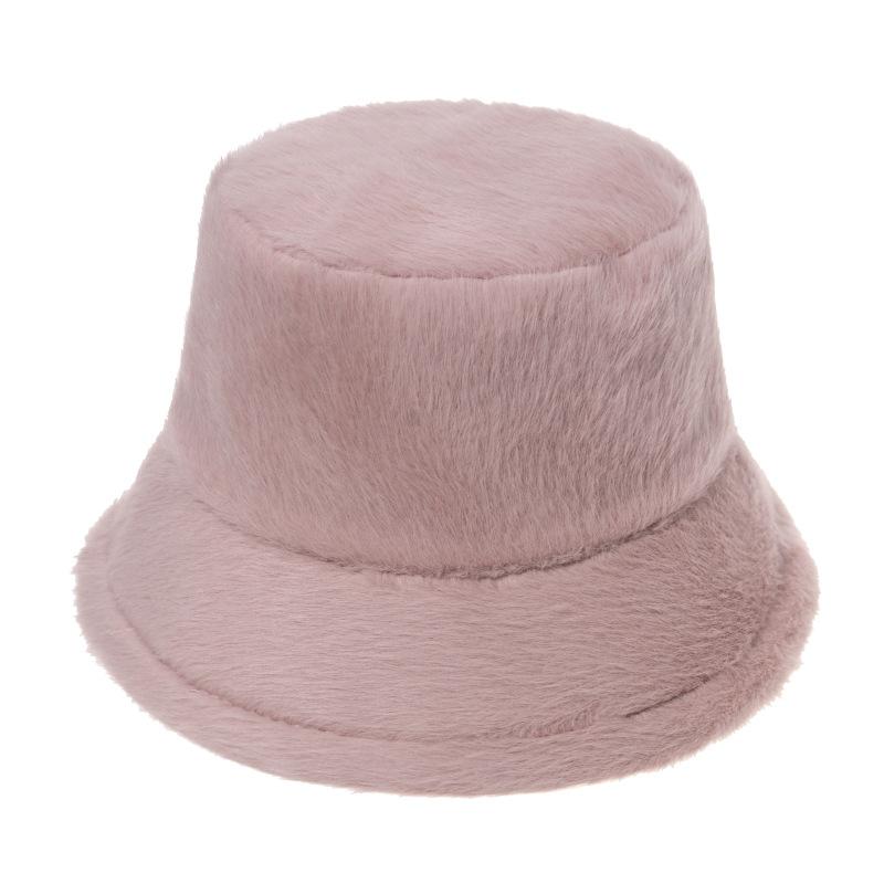 Winter thickened mink solid color versatile face covering plush bucket hat Japanese ins warm ear protection windproof basin hat