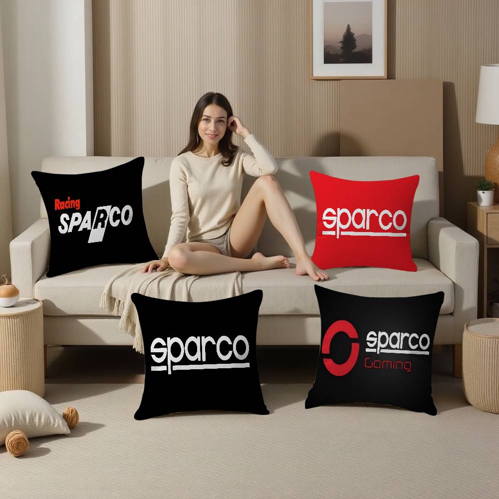 S-Sparcos Logo Cushion Cover Car Throw Pillow Case For Sofa Car Christmas Gift 40X40Cm 45X45Cm