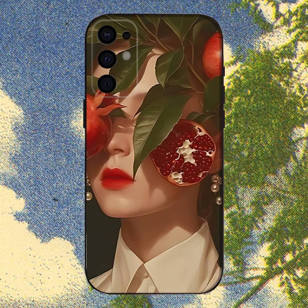 Food Fruit Red Pomegranate Phone Case For Samsung S25,S24,S21,S22,S23,S30,Ultra,S20,Plus,Fe,Lite,Note,10,9,5G Black Cover