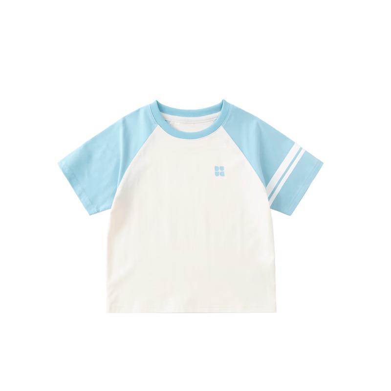 Dudujia 7A Anti-bacterial Kids Color Block Raglan Short Sleeve T-shirt