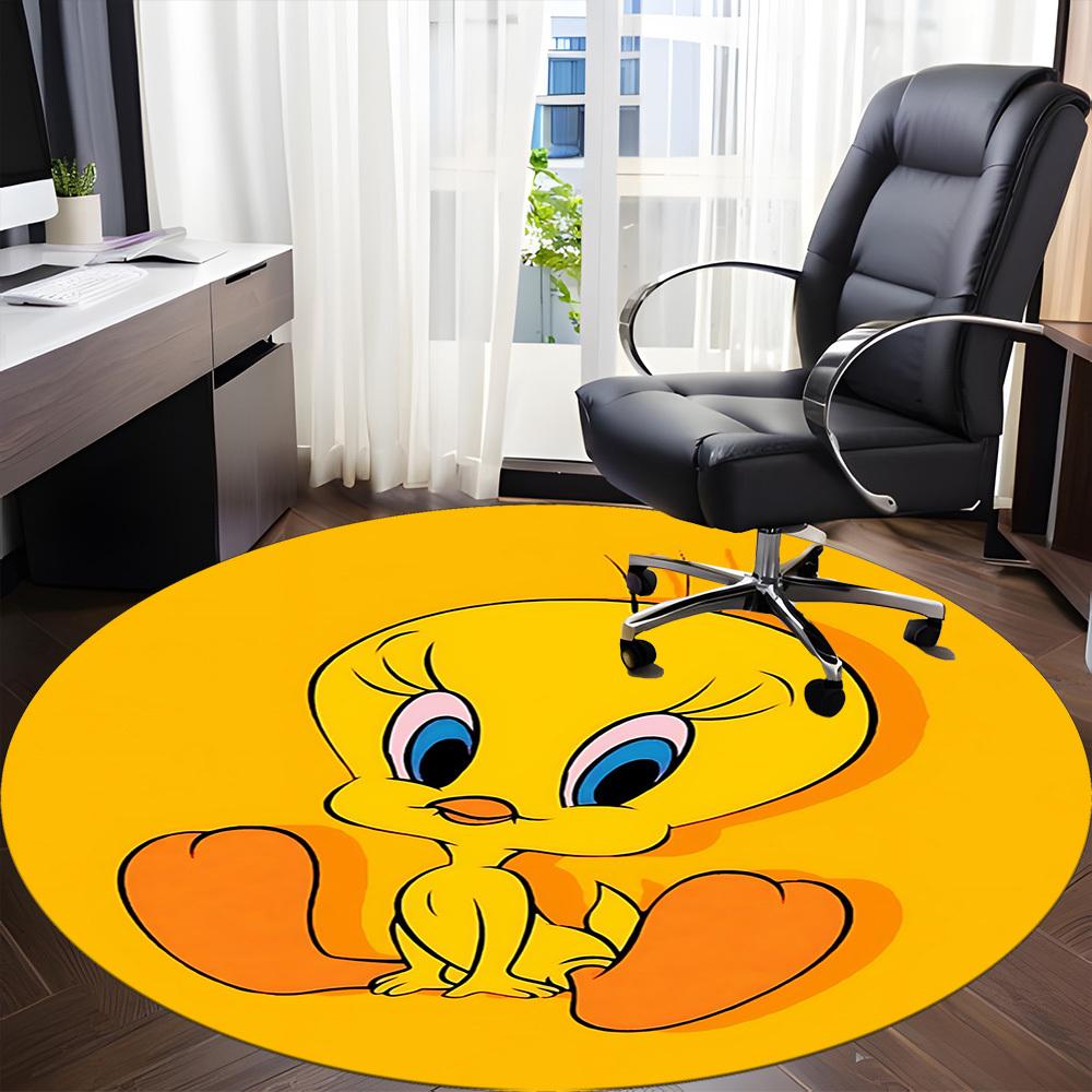 1pc Looney Tunes Tweety Bird Office Round Area Rug, Under Office Chairs Bedroom Living Room Home Decor A1022343