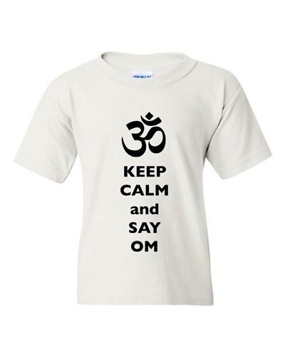 Keep Calm And Say Om Hindu Sanskrit Symbol Religion DT Youth Kids T-Shirt Tee Unisex T-Shirt M