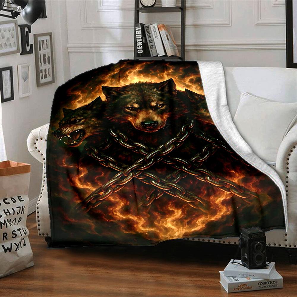 1pc Wolf Chains Blanket Lightweight Blanket Throw Blanket For Sofa, Bed, Travel, Camping, Livingroom, Office yy251010063