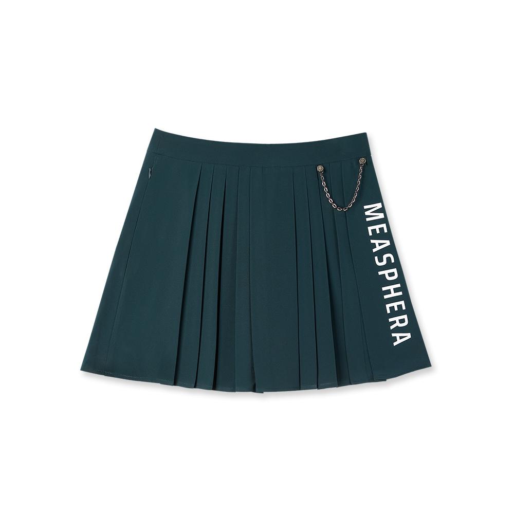 MEASPHERA Women Chain Pleats Skirt Dark Green