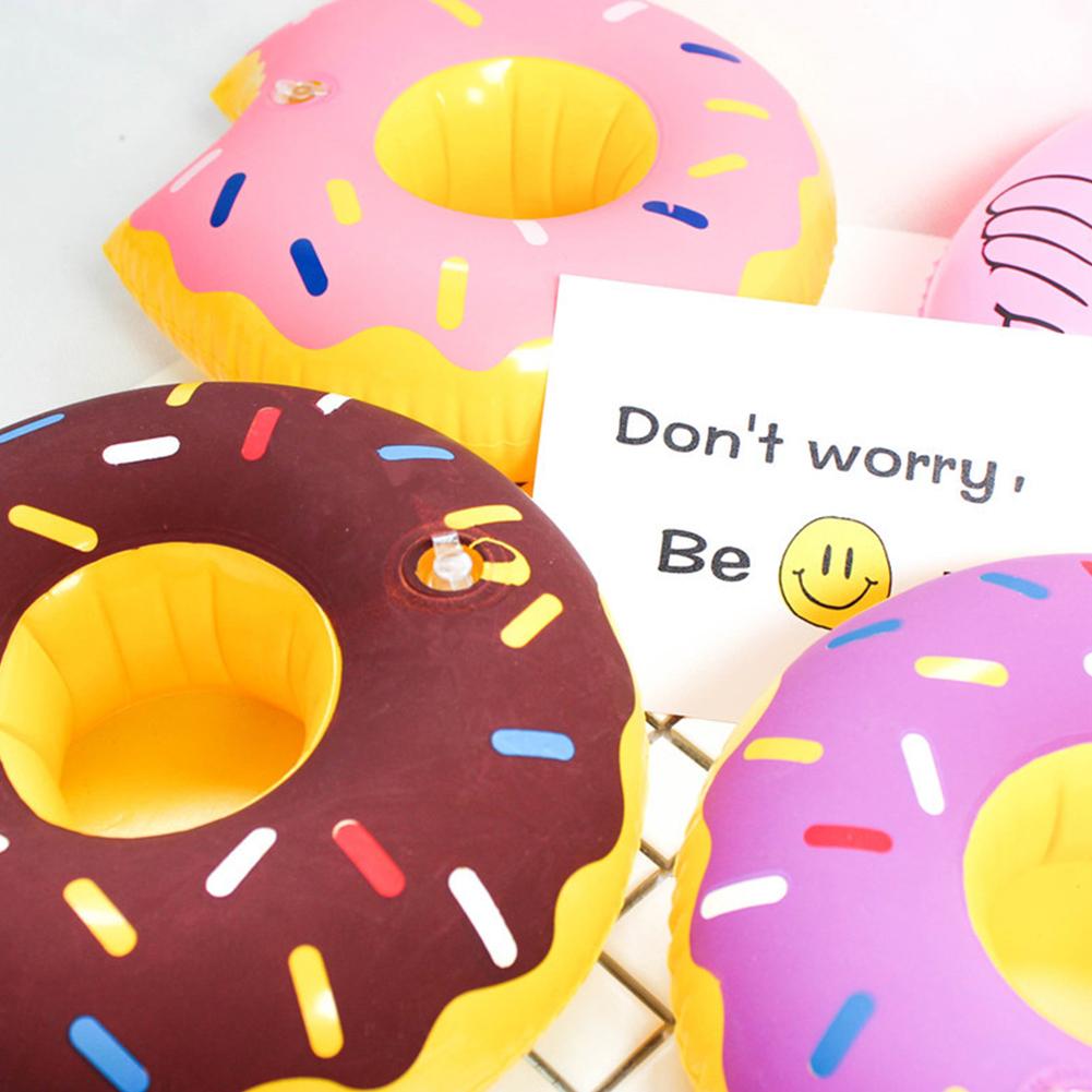 Cartoon Donuts Cup Cushion Multicolor Water Inflatable Coasters Portable Inflatable Circle Coasters Swimming Pool Party Decor