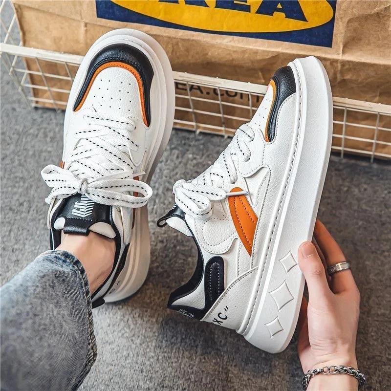 Spring Autumn Platform Shoes for Men Comfortable Breathable Men's Sports Shoes Versatile Men's White Casual Shoes Male Sneakers