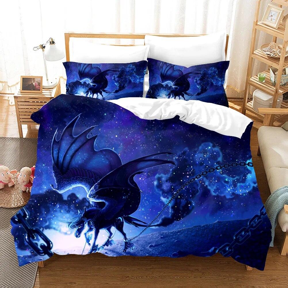 Unicorn Fiction Horses Bedding Set For Kids Cartoon Aniaml Duvet Cover Twin King Size 3D Quilt Cover Bed Set Wholesale
