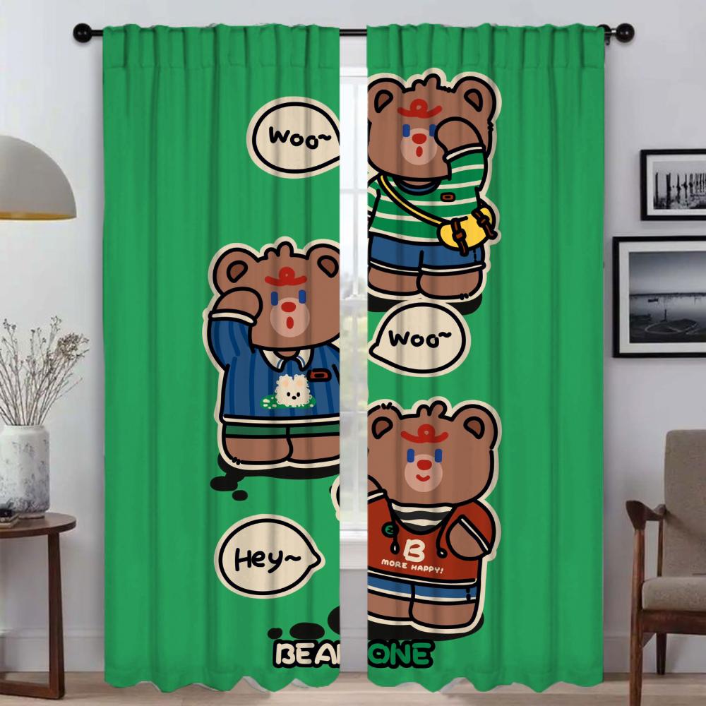 

Bear Kitchen Curtains for Living Room Curtain Tulle for Bedroom Shades Home Interior Curtains 2 Pieces Halloween Decoration W50xH70cmx2pcs-CL