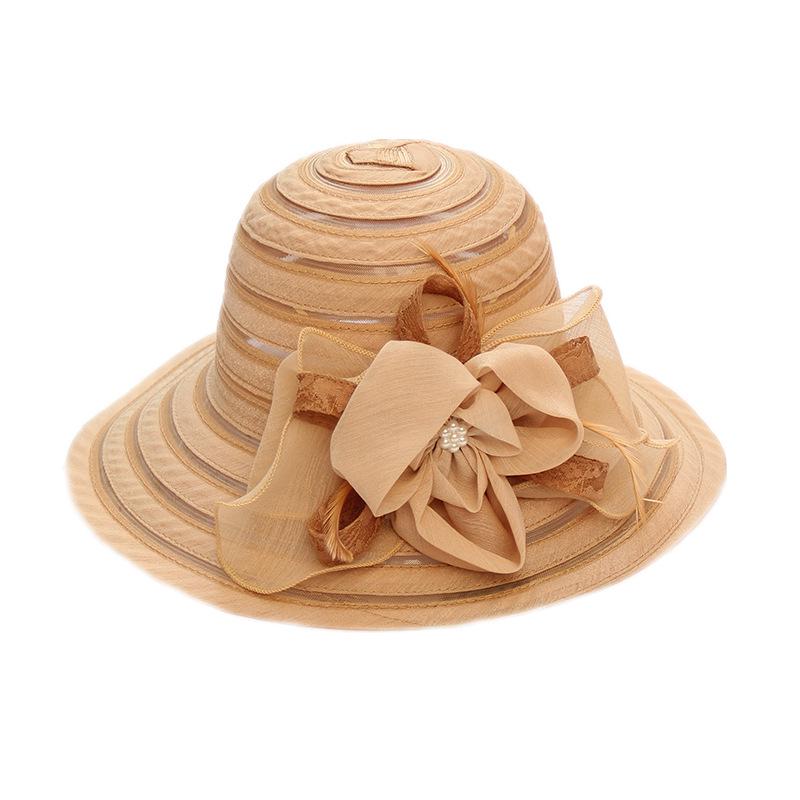 Fashion Top Hat Women'S Lace Flower Shade Mesh Hat Summer Folding Beach Hat Outdoor Sun Hat