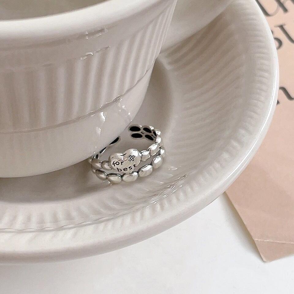 925 Sterling Silver Double-Layer Heart Open Ring for Women, Japanese & Korean Design, Light Luxury, High-End