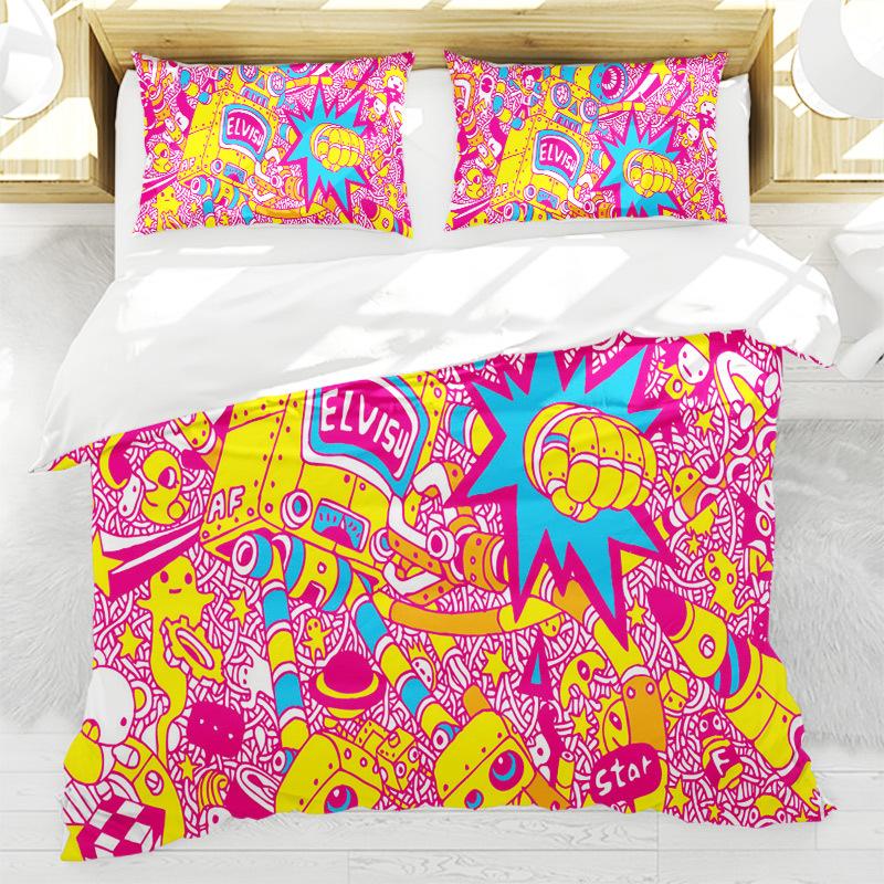 Abstract Art Painting Duvet Cover Colorful Cartoon Pattern Bedding Set Microfiber Quilt Cover Twin Full For Kids Girl Teen Decor