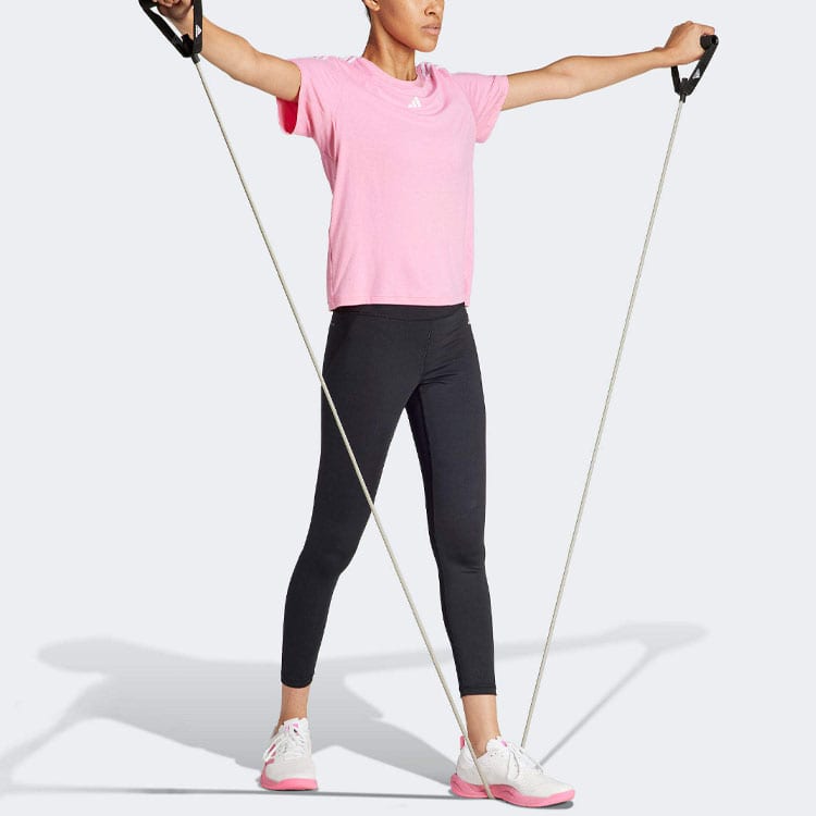 Adidas T Shirts Women's Pink Crew Neck Moderate Straight Fit IS4215