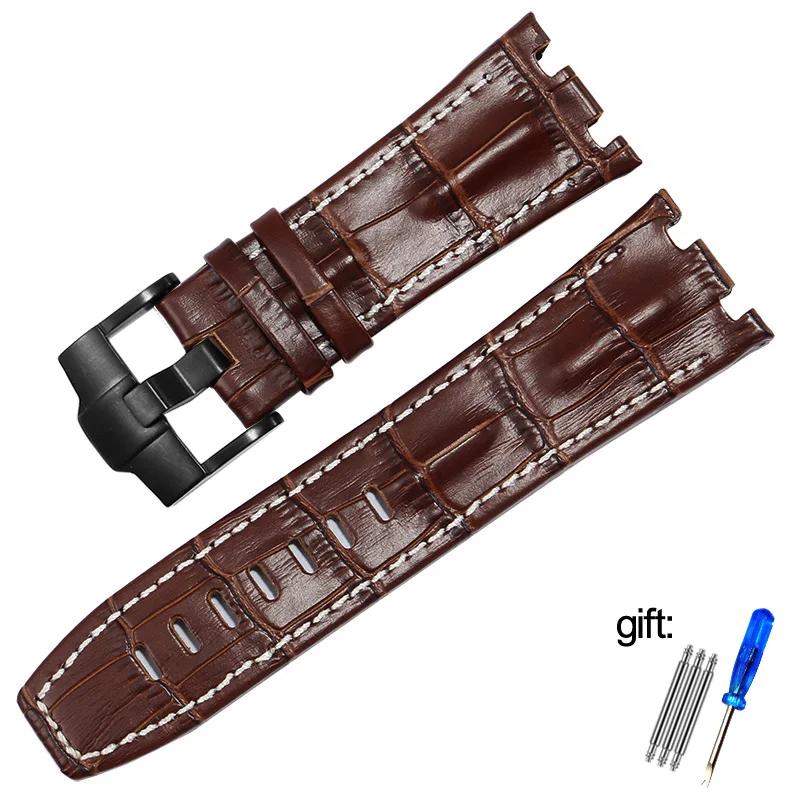 Genuine Leather watch Strap For AP  15703 Royal Oak Offshore Series 28mm Black Brown Blue Watchbands accessories men