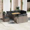 VidaXL Garden Lounge Set 9 Pcs with Grey Cushions Wicker 3327280