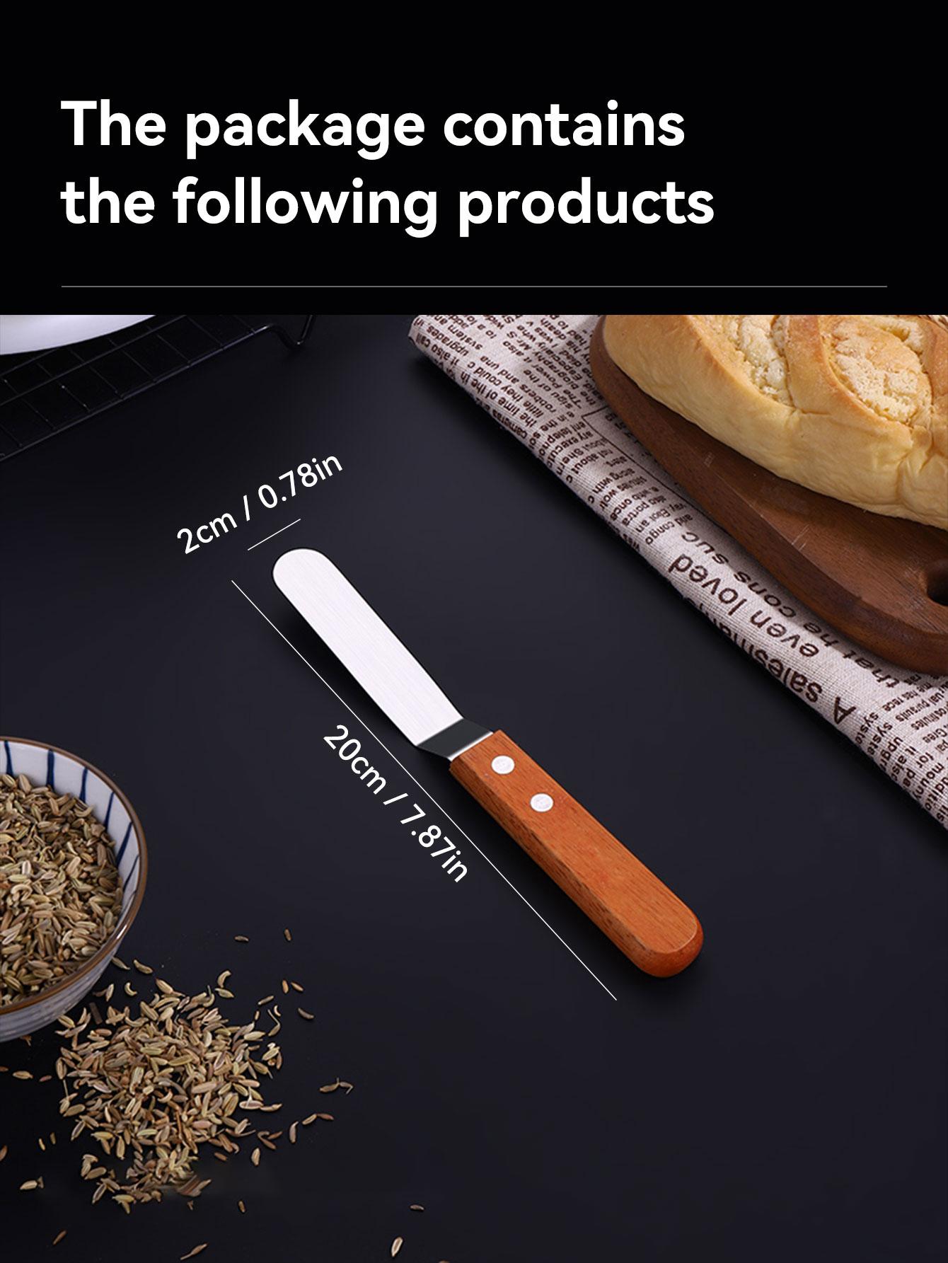 

WORTHBUY Лопатка для торта из нержавеющей стали, шпатель для крема, шпатель для глазури с нескользящей деревянной ручкой, кухонные аксессуары, инструменты для выпечки