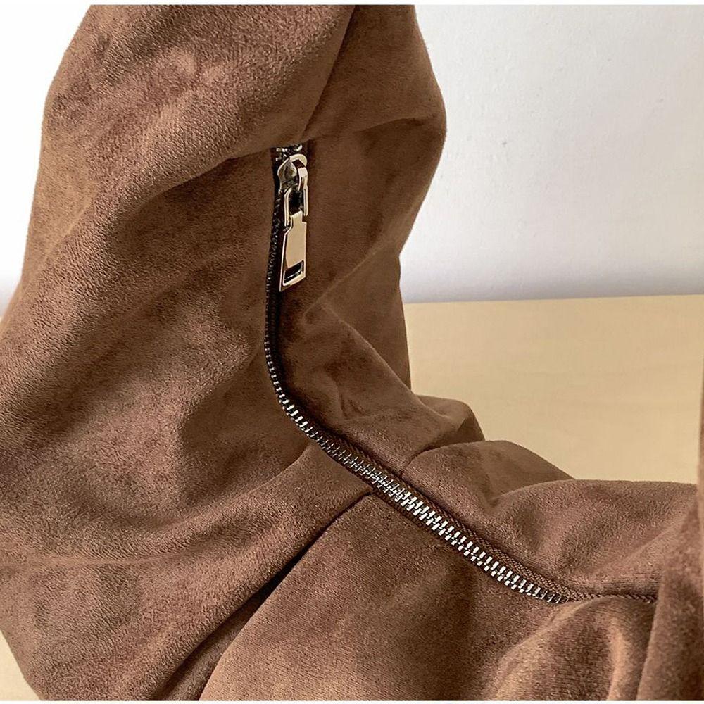 Waterproof Handbag Suede Shoulder Bag Solid Color Large Capacity Hobo Bag Korean Style Fashion Tote Bag Shopping