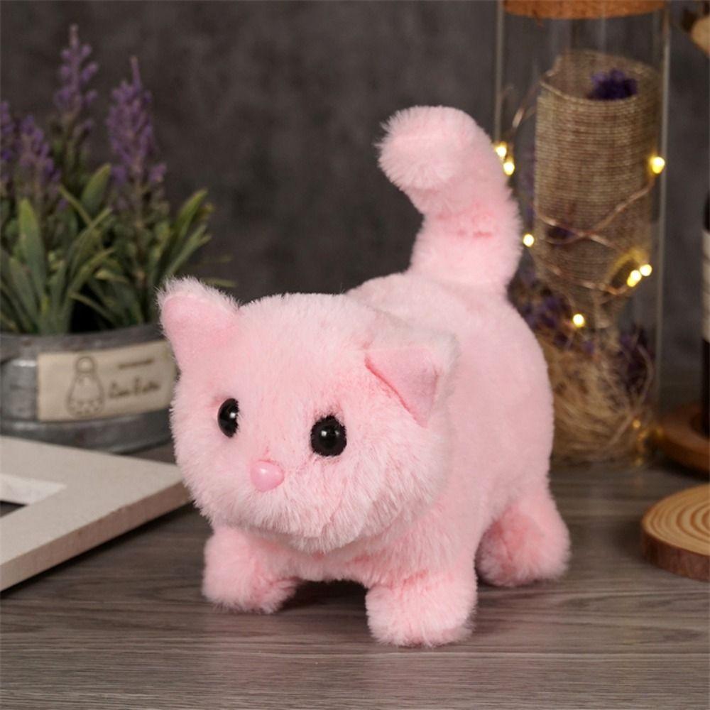 Tail Wagging Cat Plush Toy Head Shaking Walking Interactive Cat  Holiday Gift