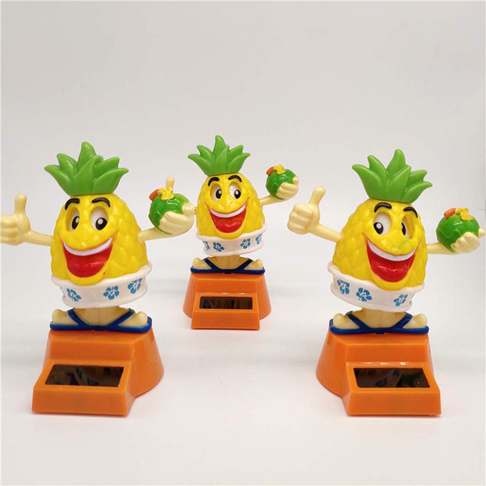 New Solar Power Cartoon Swinging Pineapple Car Interior Ornament Home Decor Toy Solar Toy Gift