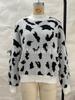 Leopard Print Jacquard Round Neck Women's Knit Sweater - Fashionable Spring & Autumn Pullover