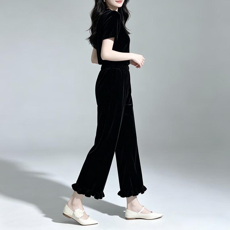 Women's Mulberry Silk Velvet Cropped Pants