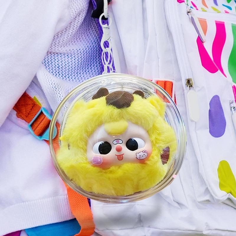 Mini Transparent Doll Display Bag Round Doll Carrying Case Dustproof Doll Pouch Figure Storage Box for Showing Off Small Figures