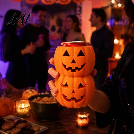 Ghost Face Soda Sleeve Halloween Pumpkin Drink Holder for 12oz Cans Double Stacked Beverage Can Decorative Cooler Party 3D Printed Heat Insulation