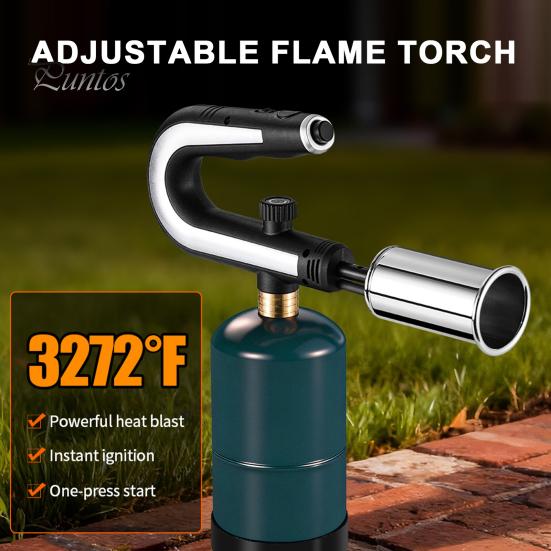 Cooking Torch Adjustable Outdoor Propane Torch, Handheld Flame Thrower Campfire Charcoal Starter, Safety Lock for BBQ, Grill, Searing Steak, Sous Vide